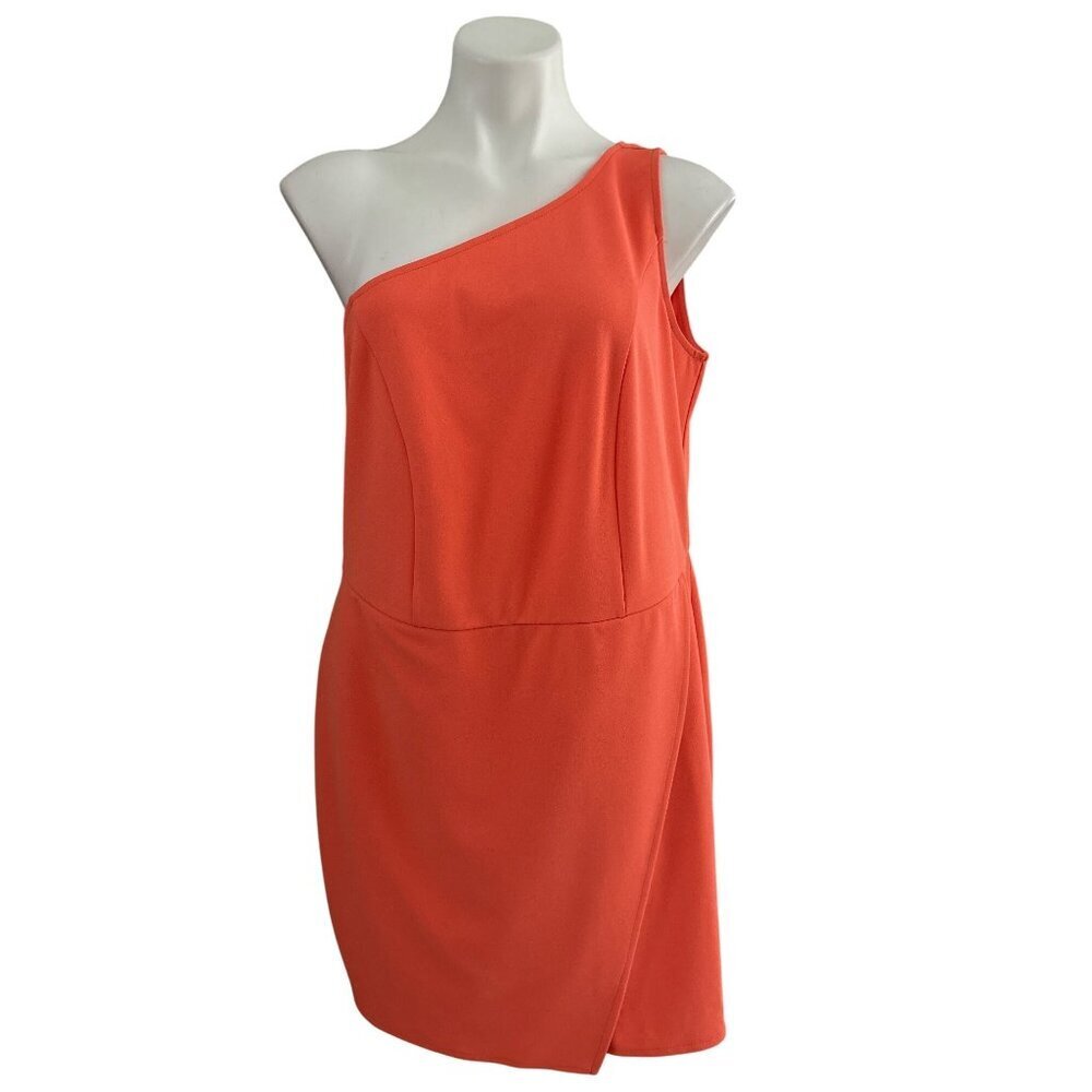 Torrid NWT Poly Crepe One Shoulder Wrap Skirt Romper, Orange Women's Size 12